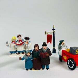 Vintage 4 Department 56 Village Accessories of Musical People & Man's Food Cart